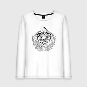 Женский лонгслив хлопок с принтом Mountain mandala в Тюмени, 100% хлопок |  | casual | mandala | mountain | mountain mandala | trend | горы | повседневность | тренд