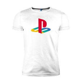 Мужская футболка премиум с принтом PlayStation в Тюмени, 92% хлопок, 8% лайкра | приталенный силуэт, круглый вырез ворота, длина до линии бедра, короткий рукав | 