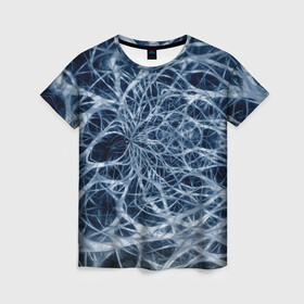 Женская футболка 3D с принтом Нервная система в Тюмени, 100% полиэфир ( синтетическое хлопкоподобное полотно) | прямой крой, круглый вырез горловины, длина до линии бедер | big picture | exclusive merch | картинки | клетки | линии | мозг | нейроны | прикольные | пульс | сеть | текстуры | точки | тренды | узоры