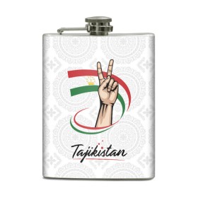 Фляга с принтом Таджикистан в Тюмени, металлический корпус | емкость 0,22 л, размер 125 х 94 мм. Виниловая наклейка запечатывается полностью | Тематика изображения на принте: asia | crown | emblem | flag | gesture | hand | republic | sign | stars | state | tajikistan | victory | азия | государство | жест | звезды | знак | корона | победа | республика | рука | таджикистан | флаг | эмблема