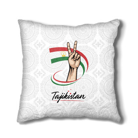 Подушка 3D с принтом Таджикистан в Тюмени, наволочка – 100% полиэстер, наполнитель – холлофайбер (легкий наполнитель, не вызывает аллергию). | состоит из подушки и наволочки. Наволочка на молнии, легко снимается для стирки | asia | crown | emblem | flag | gesture | hand | republic | sign | stars | state | tajikistan | victory | азия | государство | жест | звезды | знак | корона | победа | республика | рука | таджикистан | флаг | эмблема