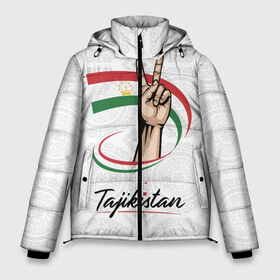 Мужская зимняя куртка 3D с принтом Таджикистан в Тюмени, верх — 100% полиэстер; подкладка — 100% полиэстер; утеплитель — 100% полиэстер | длина ниже бедра, свободный силуэт Оверсайз. Есть воротник-стойка, отстегивающийся капюшон и ветрозащитная планка. 

Боковые карманы с листочкой на кнопках и внутренний карман на молнии. | asia | crown | emblem | flag | gesture | hand | republic | sign | stars | state | tajikistan | victory | азия | государство | жест | звезды | знак | корона | победа | республика | рука | таджикистан | флаг | эмблема