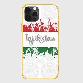 Чехол для iPhone 12 Pro Max с принтом Таджикистан в Тюмени, Силикон |  | asia | blots | drops | flag | paint | republic of tajikistan | splashes | state | азия | брызги | государство | капли | кляксы | краска | республика | таджикистан | флаг