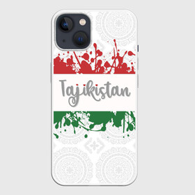 Чехол для iPhone 13 с принтом Таджикистан в Тюмени,  |  | asia | blots | drops | flag | paint | republic of tajikistan | splashes | state | азия | брызги | государство | капли | кляксы | краска | республика | таджикистан | флаг