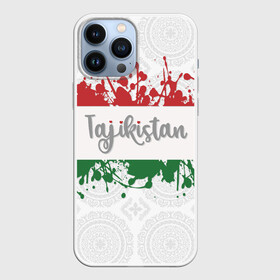 Чехол для iPhone 13 Pro Max с принтом Таджикистан в Тюмени,  |  | asia | blots | drops | flag | paint | republic of tajikistan | splashes | state | азия | брызги | государство | капли | кляксы | краска | республика | таджикистан | флаг