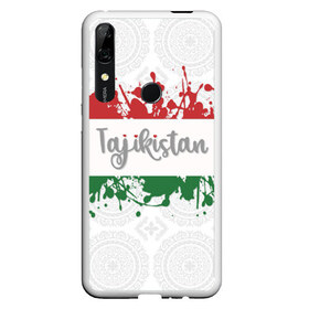 Чехол для Honor P Smart Z с принтом Таджикистан в Тюмени, Силикон | Область печати: задняя сторона чехла, без боковых панелей | Тематика изображения на принте: asia | blots | drops | flag | paint | republic of tajikistan | splashes | state | азия | брызги | государство | капли | кляксы | краска | республика | таджикистан | флаг