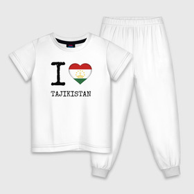 Детская пижама хлопок с принтом Таджикистан в Тюмени, 100% хлопок |  брюки и футболка прямого кроя, без карманов, на брюках мягкая резинка на поясе и по низу штанин
 | asia | coat of arms | flag | heart | i | love | ornament | patterns | republic | state | tajikistan | азия | герб | государство | люблю | орнамент | республика | сердце | таджикистан | узоры | флаг | я