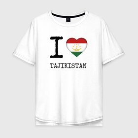 Мужская футболка хлопок Oversize с принтом Таджикистан в Тюмени, 100% хлопок | свободный крой, круглый ворот, “спинка” длиннее передней части | asia | coat of arms | flag | heart | i | love | ornament | patterns | republic | state | tajikistan | азия | герб | государство | люблю | орнамент | республика | сердце | таджикистан | узоры | флаг | я