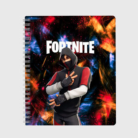 Тетрадь с принтом FORTNITE x IKONIK в Тюмени, 100% бумага | 48 листов, плотность листов — 60 г/м2, плотность картонной обложки — 250 г/м2. Листы скреплены сбоку удобной пружинной спиралью. Уголки страниц и обложки скругленные. Цвет линий — светло-серый
 | deadmau5 | fortnite | fortnite 2 | fortnite x маршмелло | ikonik | marshmello | ninja | ninja streamer | raven | travis scott | ворон | иконик | ниндзя | пили | рейвен | трэвис скотт | фортнайт