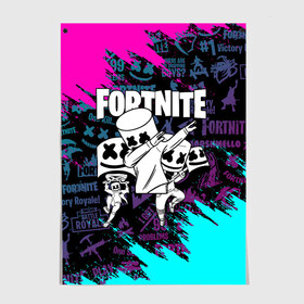 Постер с принтом FORTNITE x MARSHMELLO в Тюмени, 100% бумага
 | бумага, плотность 150 мг. Матовая, но за счет высокого коэффициента гладкости имеет небольшой блеск и дает на свету блики, но в отличии от глянцевой бумаги не покрыта лаком | deadmau5 | fortnite | fortnite 2 | fortnite x маршмелло | ikonik | marshmello | ninja | ninja streamer | raven | travis scott | ворон | иконик | ниндзя | пили | рейвен | трэвис скотт | фортнайт