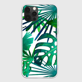 Чехол для iPhone 12 Pro Max с принтом Тропические листья на светлом в Тюмени, Силикон |  | Тематика изображения на принте: 