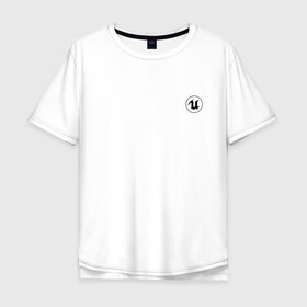 Мужская футболка хлопок Oversize с принтом Unreal Engine (+спина) (Z) в Тюмени, 100% хлопок | свободный крой, круглый ворот, “спинка” длиннее передней части | Тематика изображения на принте: unreal | unreal engine | графика | движок | движок unreal | игровой движок
