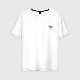 Женская футболка хлопок Oversize с принтом Unreal Engine (+спина) (Z) в Тюмени, 100% хлопок | свободный крой, круглый ворот, спущенный рукав, длина до линии бедер
 | unreal | unreal engine | графика | движок | движок unreal | игровой движок
