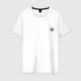Мужская футболка хлопок с принтом Unreal Engine (+спина) (Z) в Тюмени, 100% хлопок | прямой крой, круглый вырез горловины, длина до линии бедер, слегка спущенное плечо. | unreal | unreal engine | графика | движок | движок unreal | игровой движок