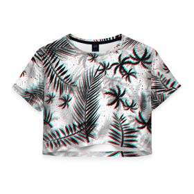 Женская футболка Crop-top 3D с принтом ПАЛЬМЫ | TROPICAL GLITCH в Тюмени, 100% полиэстер | круглая горловина, длина футболки до линии талии, рукава с отворотами | hotline miami | neon | new retro wave | outrun | outrun electro | paints | palmen | rainbow | retro | retrowave | summer | synth | synthwave | tropical | брызги | брызги красок | звёзды | космос | краски | лето | неон | пальмы | радуга | 