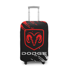 Чехол для чемодана 3D с принтом DODGE. в Тюмени, 86% полиэфир, 14% спандекс | двустороннее нанесение принта, прорези для ручек и колес | 2020 | auto | dodge | sport | авто | автомобиль | автомобильные | бренд | додж | марка | машины | спорт