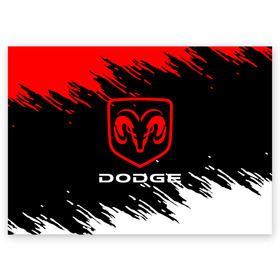 Поздравительная открытка с принтом DODGE. в Тюмени, 100% бумага | плотность бумаги 280 г/м2, матовая, на обратной стороне линовка и место для марки
 | 2020 | auto | dodge | sport | авто | автомобиль | автомобильные | бренд | додж | марка | машины | спорт