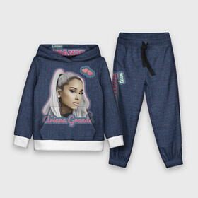 Детский костюм 3D (с толстовкой) с принтом Ariana Grande Jeans в Тюмени,  |  | ariana grande | grande | heart | jeans | pink | team | ариана гранде | гранде | джинса | джинсовый | джинсы | для фанатов | надпись | попса | розовый | сердечки | синий | текстура | фанатам