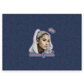 Поздравительная открытка с принтом Ariana Grande Jeans в Тюмени, 100% бумага | плотность бумаги 280 г/м2, матовая, на обратной стороне линовка и место для марки
 | ariana grande | grande | heart | jeans | pink | team | ариана гранде | гранде | джинса | джинсовый | джинсы | для фанатов | надпись | попса | розовый | сердечки | синий | текстура | фанатам