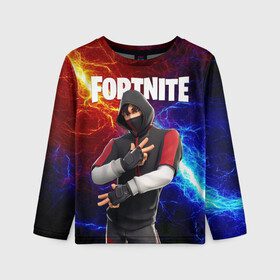 Детский лонгслив 3D с принтом FORTNITE x IKONIK | ФОРТНАЙТ ИКОНИК в Тюмени, 100% полиэстер | длинные рукава, круглый вырез горловины, полуприлегающий силуэт
 | deadmau5 | fortnite | fortnite 2 | fortnite x маршмелло | ikonik | marshmello | ninja | ninja streamer | raven | travis scott | ворон | иконик | ниндзя | пили | рейвен | трэвис скотт | фортнайт