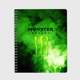 Тетрадь с принтом MONSTER ENERGY в Тюмени, 100% бумага | 48 листов, плотность листов — 60 г/м2, плотность картонной обложки — 250 г/м2. Листы скреплены сбоку удобной пружинной спиралью. Уголки страниц и обложки скругленные. Цвет линий — светло-серый
 | brend | green | monster energy | андреналин | бренд | зеленый | логотип | монстр | напиток | энергетик | энергия