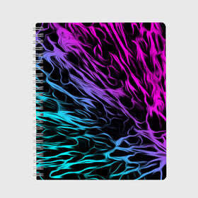 Тетрадь с принтом НЕОНОВЫЕ РАЗВОДЫ НЕОН в Тюмени, 100% бумага | 48 листов, плотность листов — 60 г/м2, плотность картонной обложки — 250 г/м2. Листы скреплены сбоку удобной пружинной спиралью. Уголки страниц и обложки скругленные. Цвет линий — светло-серый
 | abstraction | geometry | hexagon | holiday | neon | paints | sea | stripes | summer | texture | triangle | абстракция | брызги | брызги красок | геометрия | краски | лето | море | неон | неоновый | соты | текстура