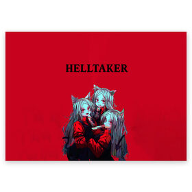 Поздравительная открытка с принтом HELLTAKER в Тюмени, 100% бумага | плотность бумаги 280 г/м2, матовая, на обратной стороне линовка и место для марки
 | anime | azazel | beelzebub | cerberus | helltaker | judgement | justice | lucifer | malina | modeus | pandemonica | zdrada | аниме | здрада | люцифер | малина | модеус | пандемоника | правосудие | справедливость | хеллтейкер