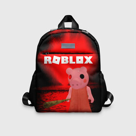 Детский рюкзак 3D с принтом Roblox piggy Свинка Пигги. в Тюмени, 100% полиэстер | лямки с регулируемой длиной, сверху петелька, чтобы рюкзак можно было повесить на вешалку. Основное отделение закрывается на молнию, как и внешний карман. Внутри дополнительный карман. По бокам два дополнительных кармашка | game | gamer | logo | minecraft | piggi | roblox | simulator | игра | конструктор | лого | пигги | свинья | симулятор | строительство | фигура