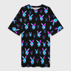 Платье-футболка 3D с принтом Playboy в Тюмени,  |  | Тематика изображения на принте: playboy | абстракция | зая | заяц | краска | кролик | кролик плейбой | лето | море | неон | отдых | плейбой | плэйбой | пляж | текстура