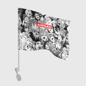 Флаг для автомобиля с принтом Ахегао лица лого в Тюмени, 100% полиэстер | Размер: 30*21 см | ahegao | kawai | kowai | oppai | otaku | senpai | sugoi | waifu | yandere | ахегао | ковай | отаку | семпай | сенпай | сэмпай | яндере
