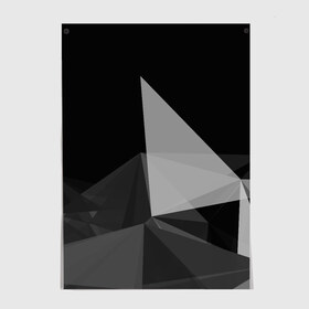 Постер с принтом Camo - Black & White в Тюмени, 100% бумага
 | бумага, плотность 150 мг. Матовая, но за счет высокого коэффициента гладкости имеет небольшой блеск и дает на свету блики, но в отличии от глянцевой бумаги не покрыта лаком | abstract | abstraction | color | geometry | polygon | polygonal | абстракция | геометрия | полигоны | психоделика