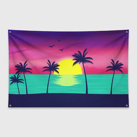 Флаг-баннер с принтом ПАЛЬМЫ в Тюмени, 100% полиэстер | размер 67 х 109 см, плотность ткани — 95 г/м2; по краям флага есть четыре люверса для крепления | summer | tropic | жара | летний | лето | отдых | пальмы | природа | текстура | тропикано | тропики