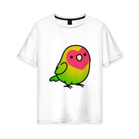 Женская футболка хлопок Oversize с принтом Папугай в Тюмени, 100% хлопок | свободный крой, круглый ворот, спущенный рукав, длина до линии бедер
 | арт | волнистые попугайчики | волнистый попугай | животные | картинка | папуги | попугаи | попугайчики | птица | птицы | рисунок