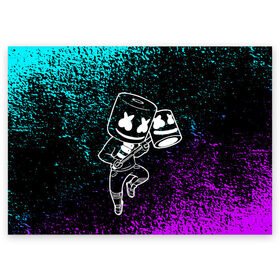 Поздравительная открытка с принтом Fortnite Marshmello. в Тюмени, 100% бумага | плотность бумаги 280 г/м2, матовая, на обратной стороне линовка и место для марки
 | archetype | fortnite | fortnite x | game | ikonik | marshmello | raven | архетип | ворон | игра | иконик | маршмелло | фортнайт