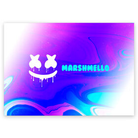 Поздравительная открытка с принтом MARSHMELLO / МАРШМЕЛЛОУ в Тюмени, 100% бумага | плотность бумаги 280 г/м2, матовая, на обратной стороне линовка и место для марки
 | face | logo | marsh | marshmallow | marshmello | marshmelo | mello | smile | лицо | лого | маршмеллов | маршмеллоу | маршмеллу | маршмело | маршмелов | маршмелоу | маска | музыка | рожица | символ | смайл | улыбка