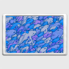 Магнит 45*70 с принтом косяк рыб крупно рисунок в Тюмени, Пластик | Размер: 78*52 мм; Размер печати: 70*45 | арт | косяк | много | морские жители | морской | подводный мир | рисунок | рыбки | рыбы | синий | фиолетовый
