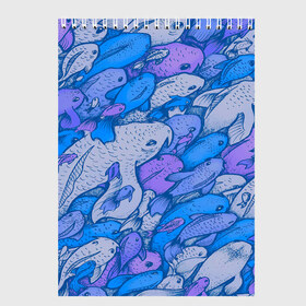 Скетчбук с принтом косяк рыб крупно рисунок в Тюмени, 100% бумага
 | 48 листов, плотность листов — 100 г/м2, плотность картонной обложки — 250 г/м2. Листы скреплены сверху удобной пружинной спиралью | арт | косяк | много | морские жители | морской | подводный мир | рисунок | рыбки | рыбы | синий | фиолетовый