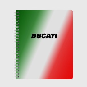 Тетрадь с принтом DUCATI в Тюмени, 100% бумага | 48 листов, плотность листов — 60 г/м2, плотность картонной обложки — 250 г/м2. Листы скреплены сбоку удобной пружинной спиралью. Уголки страниц и обложки скругленные. Цвет линий — светло-серый
 | ducati | moto | дукати | мото | мотоспорт