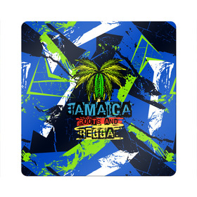 Магнит виниловый Квадрат с принтом Jamaica Roots and reggae в Тюмени, полимерный материал с магнитным слоем | размер 9*9 см, закругленные углы | Тематика изображения на принте: jamaica | reggae | roots | летняя | лето | надпись | пальма | раста | регги | рэгги | текст | фраза | ямайка