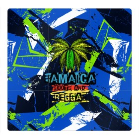 Магнитный плакат 3Х3 с принтом Jamaica Roots and reggae в Тюмени, Полимерный материал с магнитным слоем | 9 деталей размером 9*9 см | Тематика изображения на принте: jamaica | reggae | roots | летняя | лето | надпись | пальма | раста | регги | рэгги | текст | фраза | ямайка