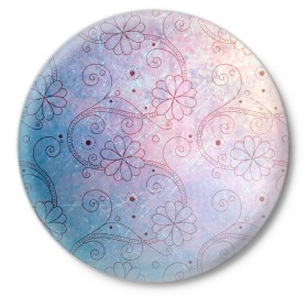Значок с принтом Нежные цвета в Тюмени,  металл | круглая форма, металлическая застежка в виде булавки | арт | вектор | нежные цвета | переход цветов | плавный переход | рисунок | розовый | фиолетовый