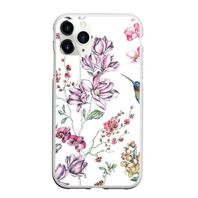 Чехол для iPhone 11 Pro Max матовый с принтом Колибри в Тюмени, Силикон |  | арт | колибри | краски | птица | птичка | рисунок | цветы