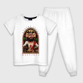 Детская пижама хлопок с принтом Хорхе Масвидаль в Тюмени, 100% хлопок |  брюки и футболка прямого кроя, без карманов, на брюках мягкая резинка на поясе и по низу штанин
 | арт. | бои | бокс | единоборства | мма