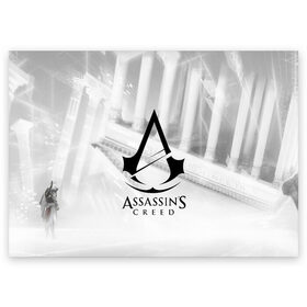 Поздравительная открытка с принтом ASSASSIN`S CREED в Тюмени, 100% бумага | плотность бумаги 280 г/м2, матовая, на обратной стороне линовка и место для марки
 | Тематика изображения на принте: black flag | brotherhood | chronicles | creed | game | origins | revelations | rogue | syndicate | unity | valhalla | альтаир | ассасин | игры | кинжал | пираты