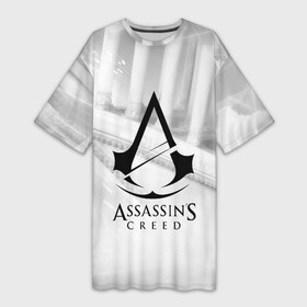 Платье-футболка 3D с принтом ASSASSIN S CREED в Тюмени,  |  | black flag | brotherhood | chronicles | creed | game | origins | revelations | rogue | syndicate | unity | valhalla | альтаир | ассасин | игры | кинжал | пираты