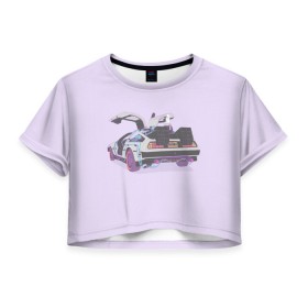 Женская футболка Crop-top 3D с принтом Назад в будущее в Тюмени, 100% полиэстер | круглая горловина, длина футболки до линии талии, рукава с отворотами | 80 | 80s | back to the future | retro | retro wave | восьмидесятые | делориан | док | марти макфлай | ретро | ретро вэйв