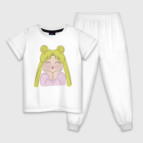 Детская пижама хлопок с принтом Sailor Moon в Тюмени, 100% хлопок |  брюки и футболка прямого кроя, без карманов, на брюках мягкая резинка на поясе и по низу штанин
 | face | girl | sailor moon | sailormoon | девочка | лицо | мультяшка | сейлормун | сэйлор мун