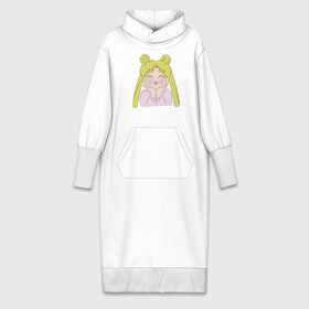 Платье удлиненное хлопок с принтом Sailor Moon в Тюмени,  |  | face | girl | sailor moon | sailormoon | девочка | лицо | мультяшка | сейлормун | сэйлор мун