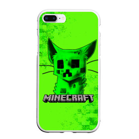 Чехол для iPhone 7Plus/8 Plus матовый с принтом MINECRAFT CREEPER CAT в Тюмени, Силикон | Область печати: задняя сторона чехла, без боковых панелей | Тематика изображения на принте: creeper | game | minecraft | блоки | игра | квадраты | компьютерная | крипер | криппер | майнкрафт | огонь