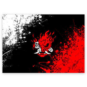 Поздравительная открытка с принтом CYBERPUNK 2077. в Тюмени, 100% бумага | плотность бумаги 280 г/м2, матовая, на обратной стороне линовка и место для марки
 | Тематика изображения на принте: cd project red | cyberpunk 2077 | keanu reeves | samurai | киану ривз | киберпанк 2077 | самураи